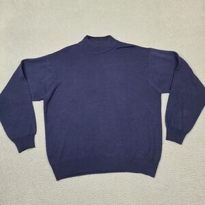 Cortina Italia Merino Wool Sweater Mens XL Navy Blue Academia Preppy Italy Made